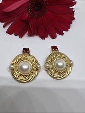 Vintage BLUETTE Shoe Clip GOLD TONE FAUX PEARL MADE IN FRANCE 7821