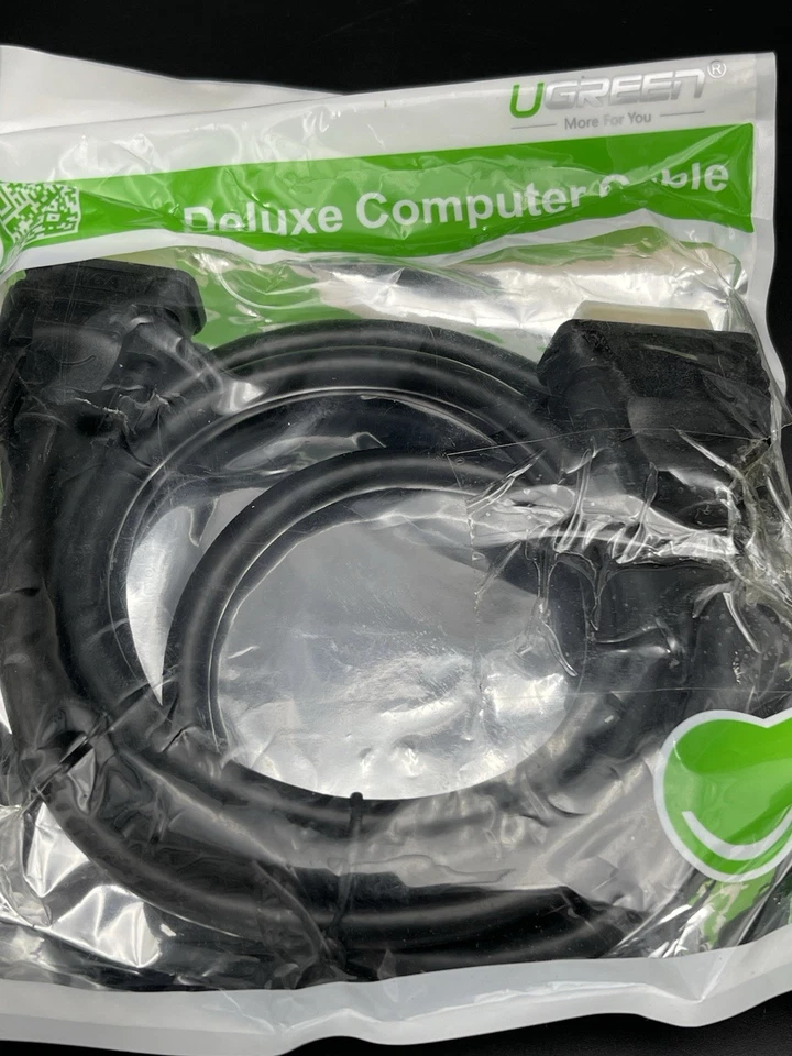 UGreen 5 feet Dual Link DVI-I (24+5 pin) Male to VGA Male Cable Adapter Black - Image 2 of 4