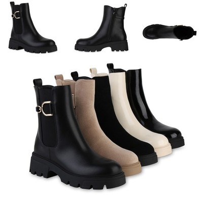 VAN HILL Damen Stiefeletten Esme Klassische Boots Plateau Profilsohle Herbst