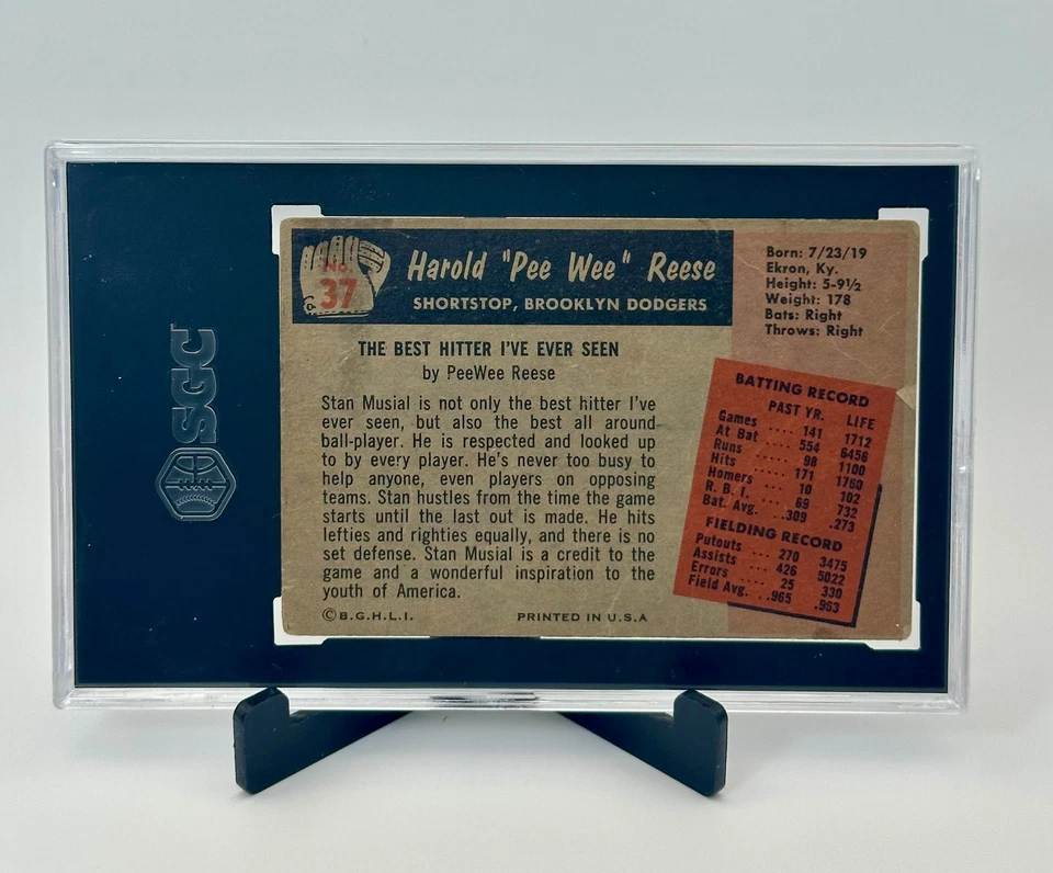 1955 Bowman "Pee Wee" Reese #37 Brooklyn Dodgers SGC 1.5 FR - Image 2 of 3
