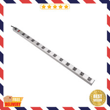 12 Outlet Aluminum Power Strip Bar with 3ft. Cord Heavy Duty 15A Workshop Office