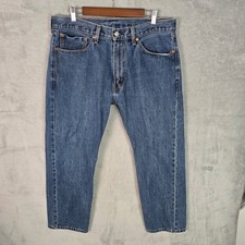 Levis 505 Regular Fit Straight Leg Jeans Mens 36x29 Medium Wash Blue Denim