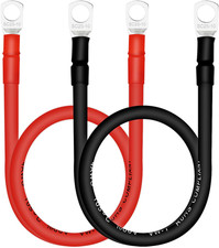 4 AWG Battery Cables with Terminals, 2PCS Copper Battery Cables with 3/8 Ring