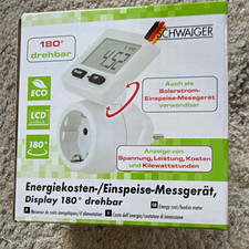Schwaiger NET0010 Energiekostenmessgerät, LCD-Anzeige, 180° Display, weiß