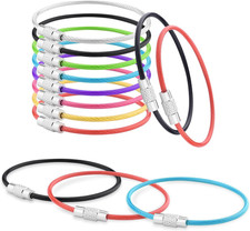 16 Pack Stainless Steel Loops 2Mm Coated Wire Keychain Cable Large Keyrings 6 In