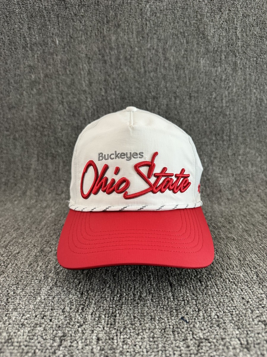 '47 Brand Ohio State Buckeyes NCAA Snapback Hat White Red Curved Brim