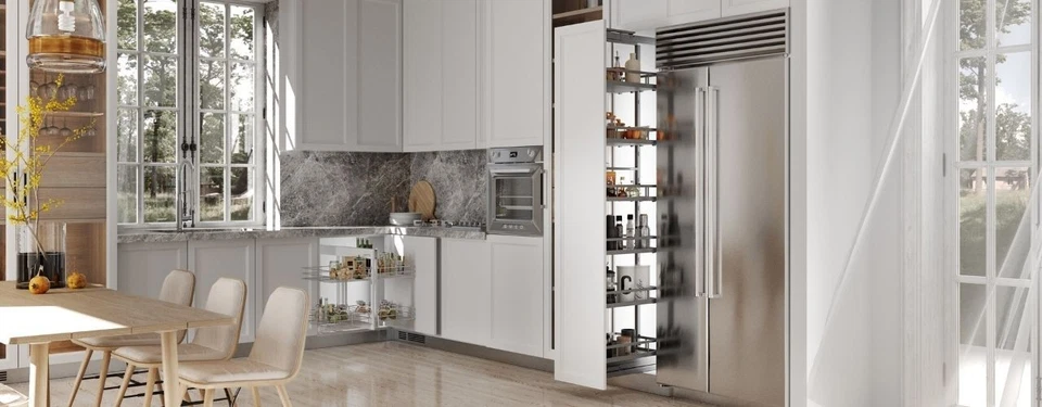 Cargo Dispensa Alta Estraibile 4 a 6 Ripiani H127-227cm Cucina Richiamo Soft - Immagine 2 di 4