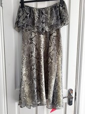 Teatro Womens Snake Print Off the Shoulder Dress with Lining UK 14