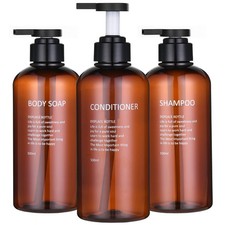 16.9 Oz Shampoo and Conditioner Dispenser with Black Plastic Pump 3 Pack Shower