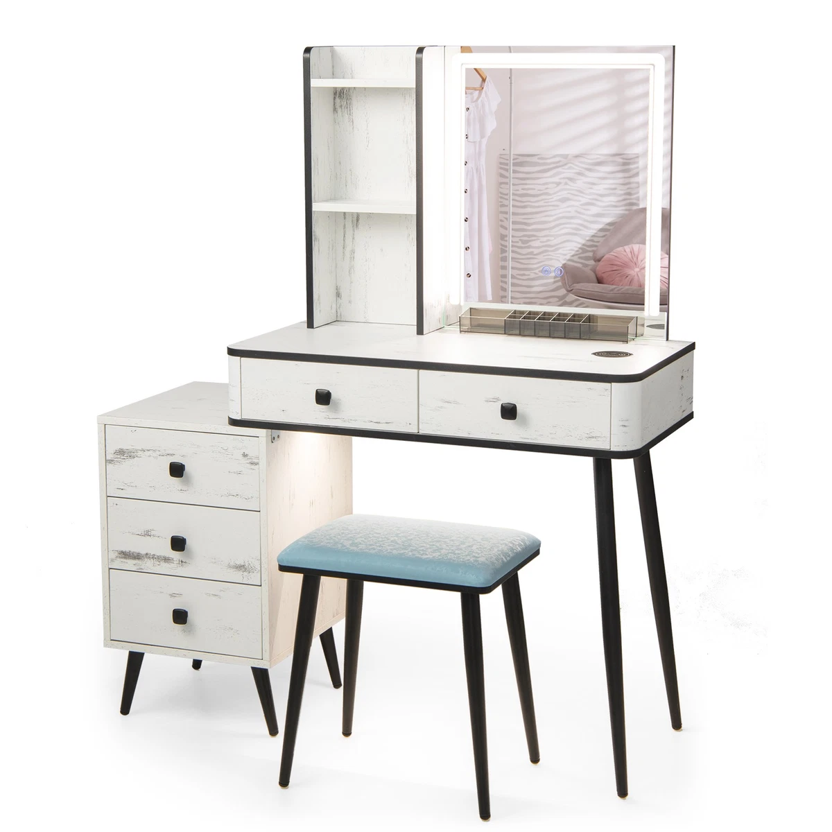 cream dressing table ebay Juliette Dressing Table Set Cream 3 drawer table upholstered stool & mirror