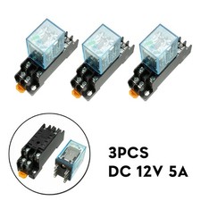 Electromagnetic Relay Set Three DC 12V DPDT Relays And Sockets For Use