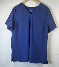 Jaanuu Scrub Top medical XL Blue Short Sleeve Stretch V Neck J96106