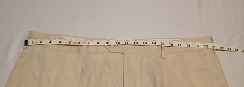 Paul Fredrick Mens 42x29 Tan 100% Linen Classic Fit Pants Cuffed Pleated Summer - Picture 8 of 10