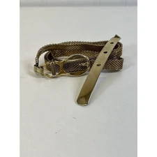 1980s Vtg Narrow/Skinny Matte Gold Tone Mesh Metal Womens Belt Sz Med. 31 Inch