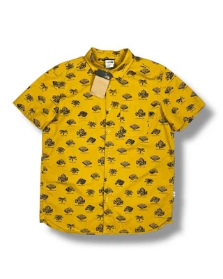 The North Face Camp Print Button Up Hemd Herren Gr.L Gelb Kurzarm Neu mit Eti... - Bild 1 von 4