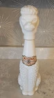 Vintage WHITE MILK GLASS POODLE DOG DECANTER BOTTLE 15”