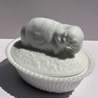 RARE McKee Elephant on split rib base white milk glass vintage must see