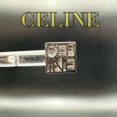 Celine Silver Logo Earrings Rare Authentic Jewelry Used