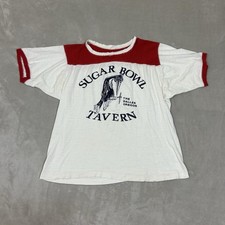 True Vtg 1960s Jersey Large Two-Tone All Cotton Oregon 60s Distressed Red White