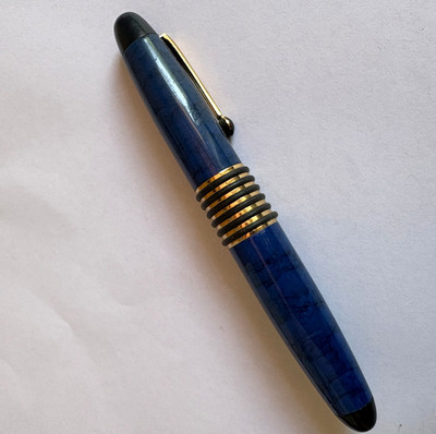 Vintage Hauser Bill 707 Deluxe Tintenroller - Marmoriert Blau & Gold - W. Germany