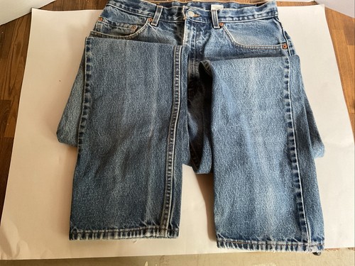 Vintage 90s Levis 505 Faded Blue Light Wash Denim Jeans Mens 34x32 Good Wear - Picture 5 of 13