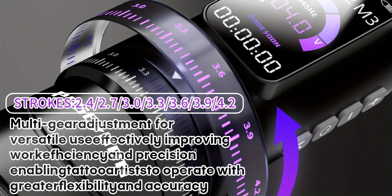 POSEIDON Wireless Tattoo Pen 2.4-4.2mm Stroke 2300mAh Digital Screen - product detail image 11