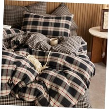 Vintage Buffalo Plaid Duvet Cover Twin Red Black Green Muslin Cotton Soft