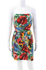 Dolce & Gabbana Womens Cotton Floral Strapless Mini Dress Multicolor Size 42