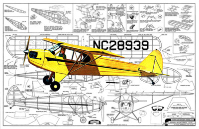 Comet Model Airplane Plans (FF): Piper J5 Cub Cruiser 27'' Scale Rubber #3406