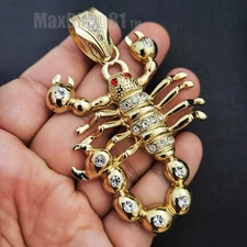 Iced Cubic Zirconia Gold Silver Plated Large SCORPION Hip Hop Charm Pendant