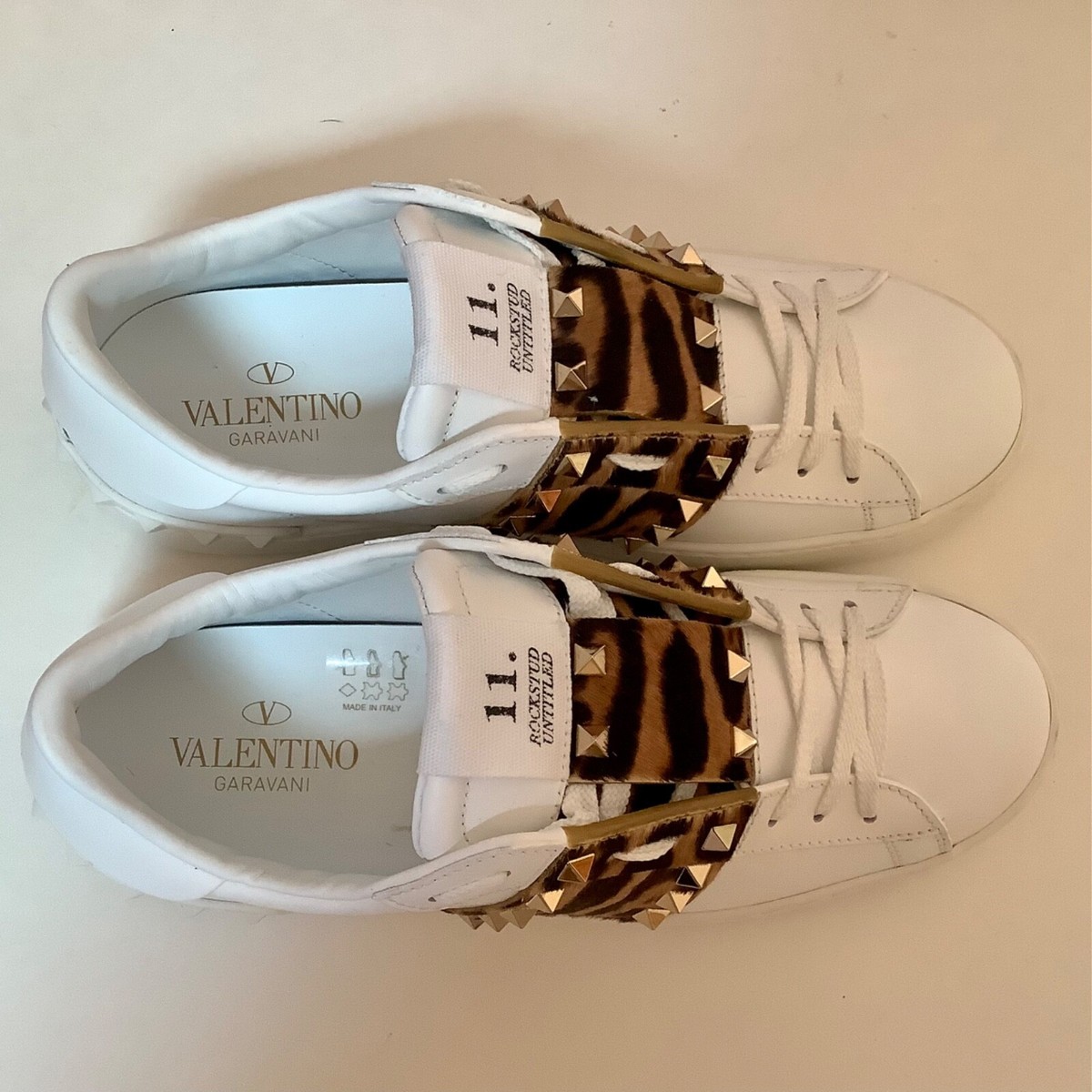 関税負担なし◆VALENTINO◆ROCKSTUD UNTITLED レザースニーカー Valentino Rockstud Untitled Sneakers White Leather Size 39