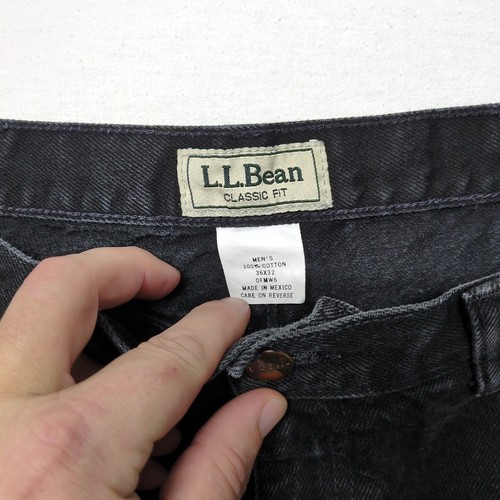 LL Bean Men's 36x32 (35x29) Black Classic Fit Cotton Denim Jeans - Picture 2 of 10