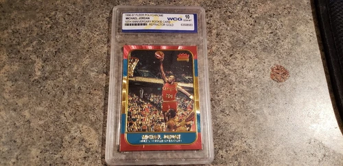 1986 FLEER MICHAEL JORDAN POLYCHROME REFRACTOR 1996-97 ROOKIE CARD GRADE MINT 10