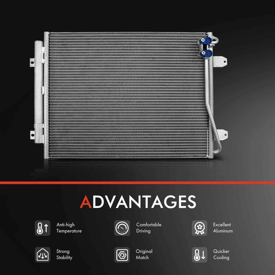 Kit de montaje de condensador de CA y ventilador de refrigeración doble con cubierta para Volkswagen CC Passat Foto 2 de 4