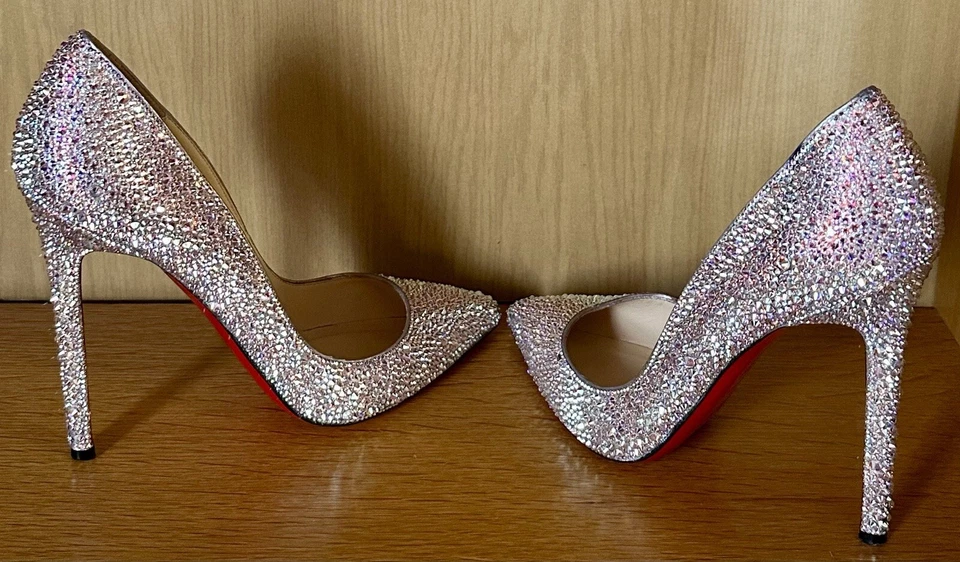 RARE Christian Louboutin-Kate Strass -Metallic Suede 36EUR - Image 3 of 4