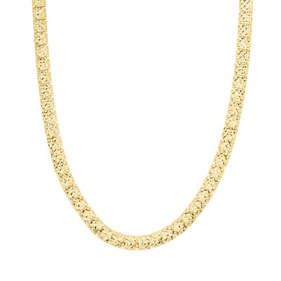10 Karat Gelbgold 6,2 mm Textur Quadrat Gliederkette Halskette 18 Zoll 11 Gramm