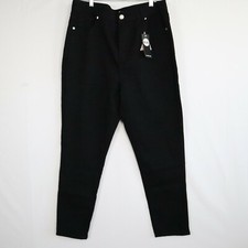 Boohoo Blue Jeans Womens 12 High Rise Mom Denim Black NWT