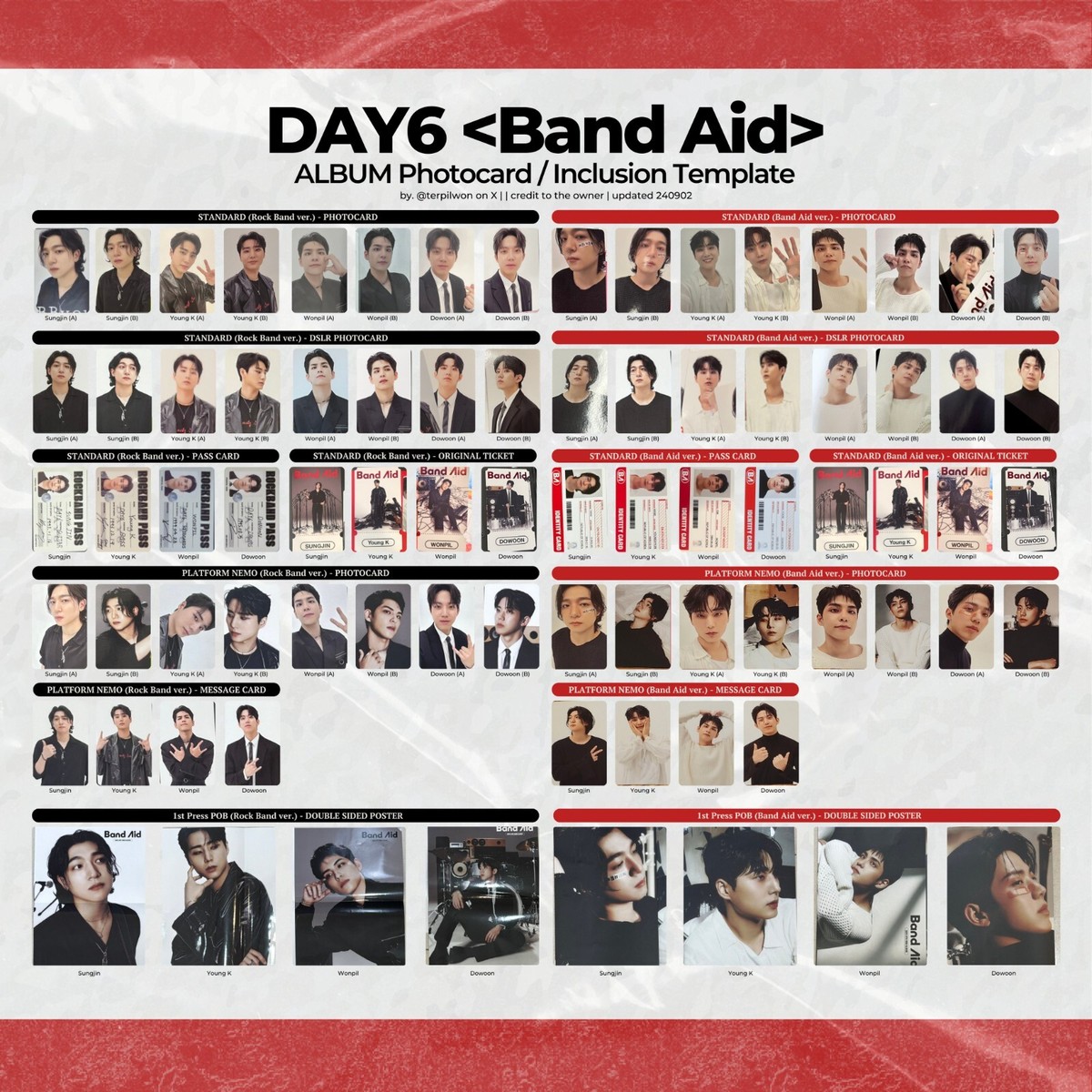 DAY6 9th mini album BAND AID INCLUSION Photocard Poster official