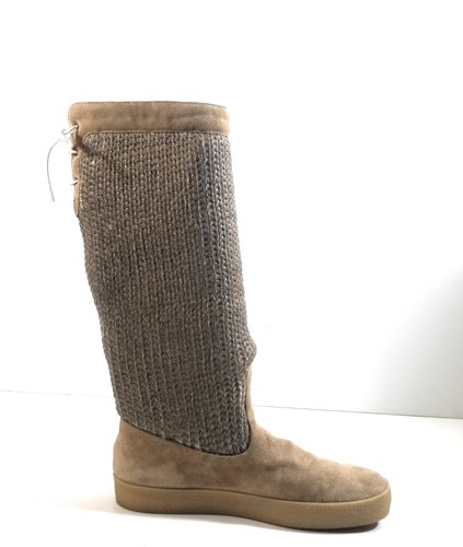 Kate Spade New York Women Beige Brown Suede Knit Tall Cardy Boots Size 10 Italy - Picture 2 of 9