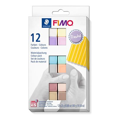 FIMO SOFT Modelliermasse Pastel Farben 12er Set Knetmasse Formenbau ofenhärtend