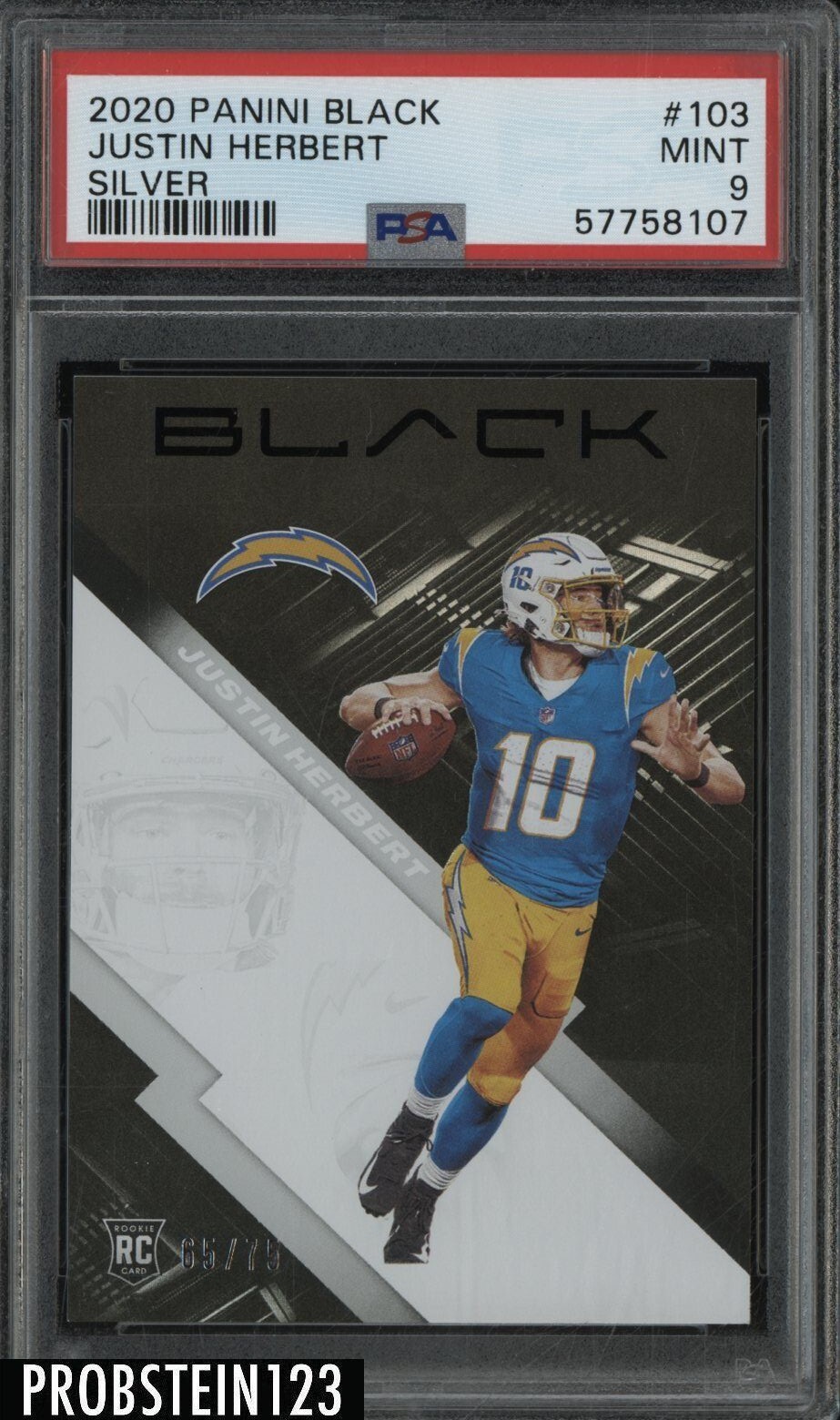 Justin Herbert Panini Black #103 Silver