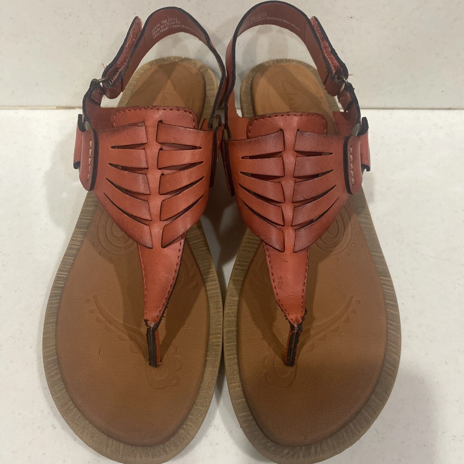 Sandali donna Clarks arancione Millie svasati con zeppa taglia 7M