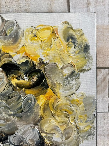 Oil Painting Abstract Flowers Modern Vase Yellow Black White Canvas 18 by 24 AMA - Picture 6 of 14