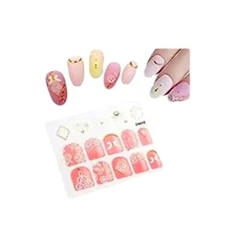Nail Stickers White Pink 3D Gorgeous Shine Self Adhesive Nail Art Decal OC4