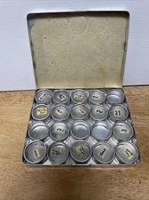 20 Small Storage Containers 1.25" in Aluminum Case with See thru Lids For Crafts