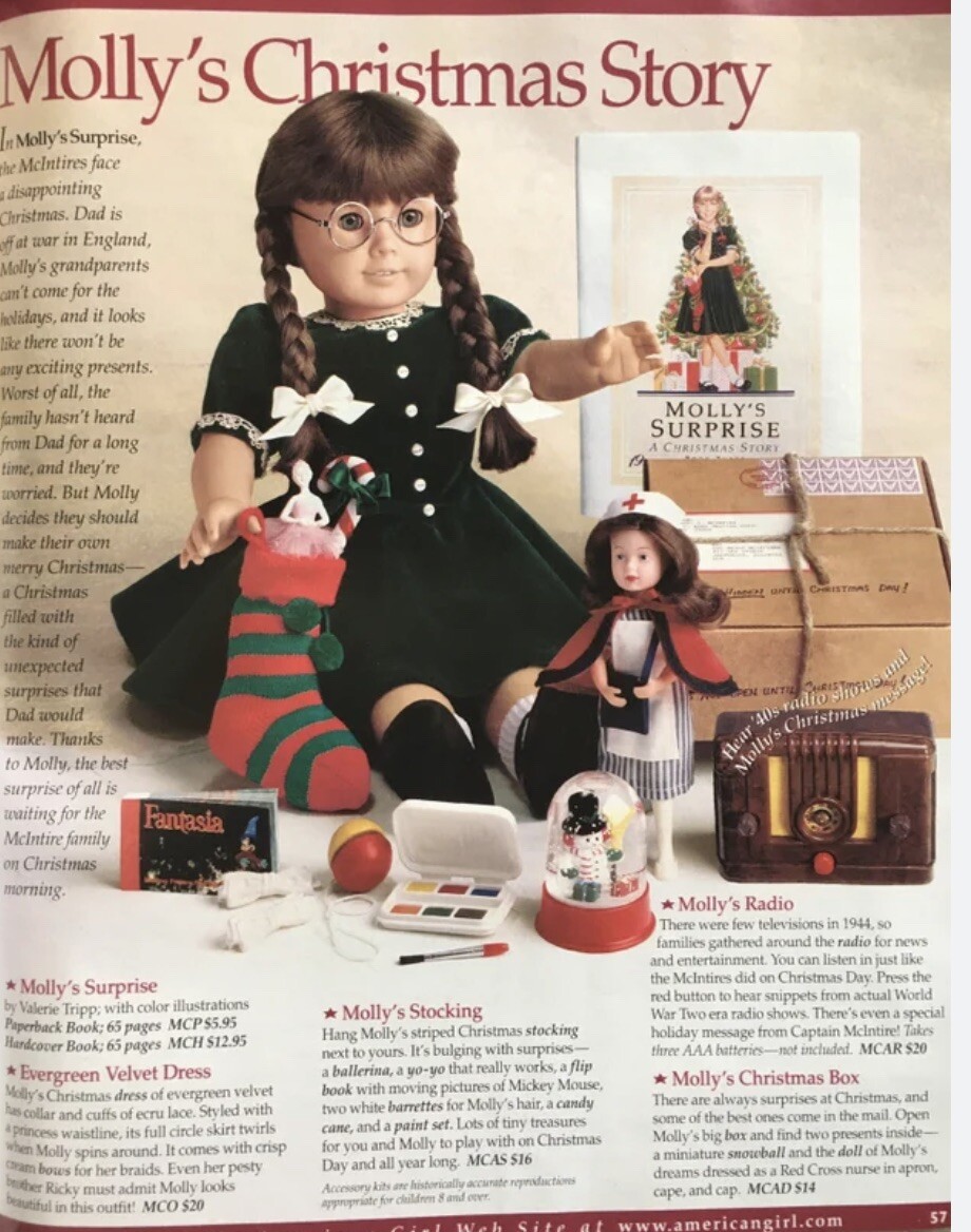 NIB Pleasant Company American Girl Molly Green Velvet Christmas - Main Image