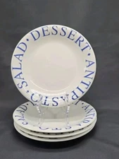 SET OF 4 ITALY LA PRIMULA OVER AND BACK SALAD PLATES 7 7/8 " ANTIPASTO DESERT 