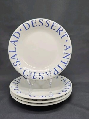 SET OF 4 ITALY LA PRIMULA OVER AND BACK SALAD PLATES 7 7/8 '' ANTIPASTO DESERT 