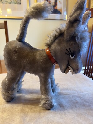 Vintage Schuco 1950's Gray Mohair Donkey