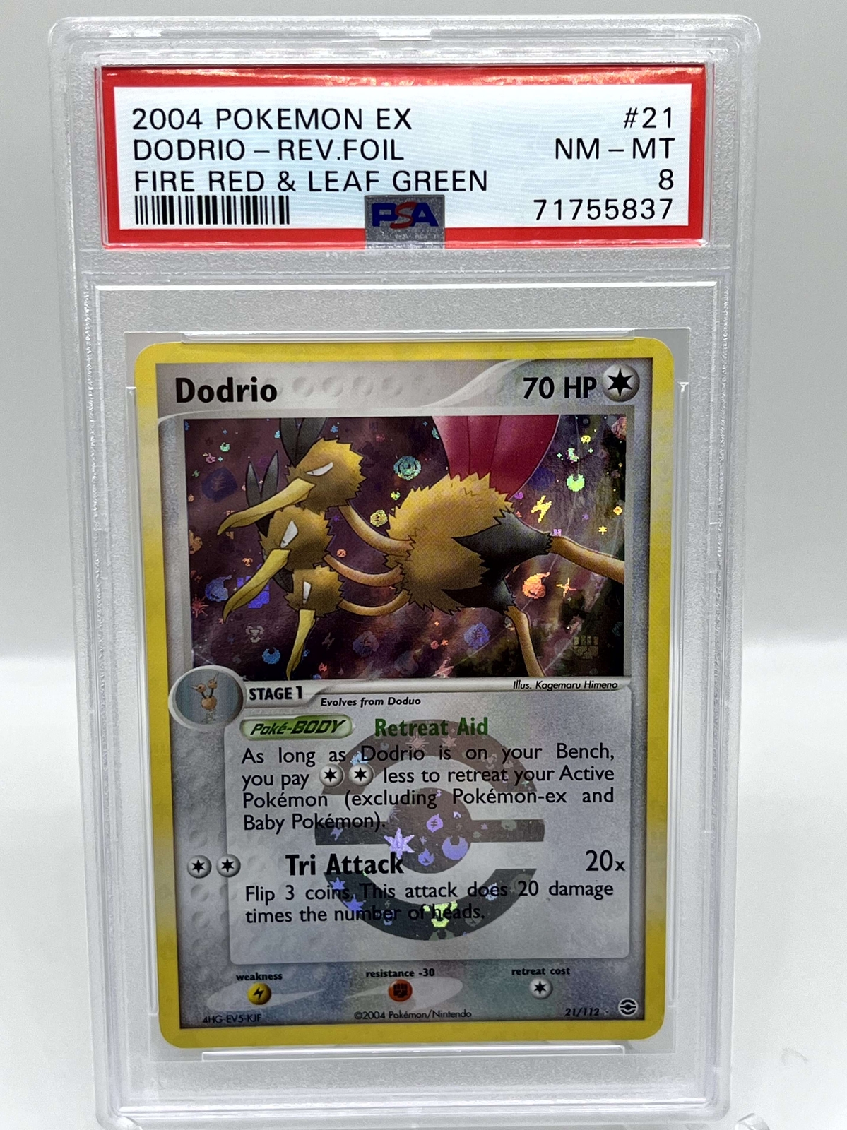 Dodrio 21/112 EX Fire Red Leaf Green Reverse Holo Rare Pokemon Card PSA 8 NM/M